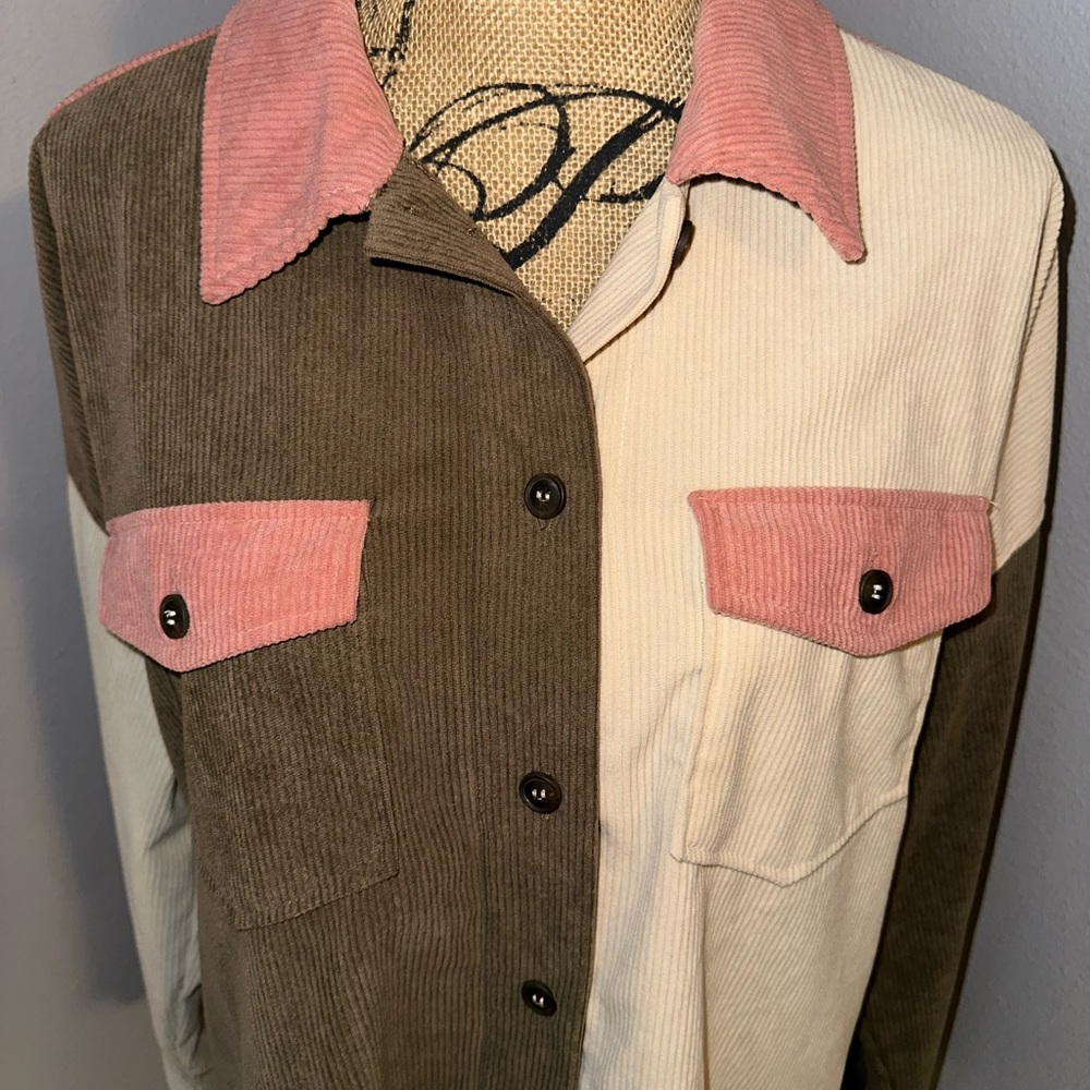 Thread & Supply Color Block Corduroy Button-Up Shirt